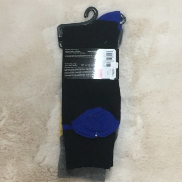 Structure | Men's Crew Socks | 2 Pack | Grey, Blue & Yellow | Size 7-12 - Picture 2 of 2